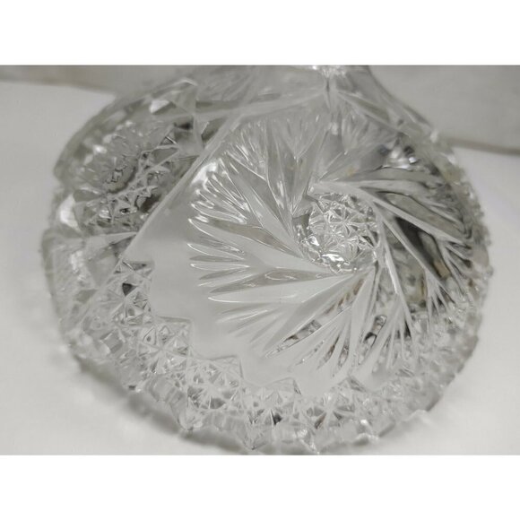 Vintage Imperial EAPG Compote Nuncut Swirl Tooth Edge Whirling Star Glass Dish - Picture 4 of 12